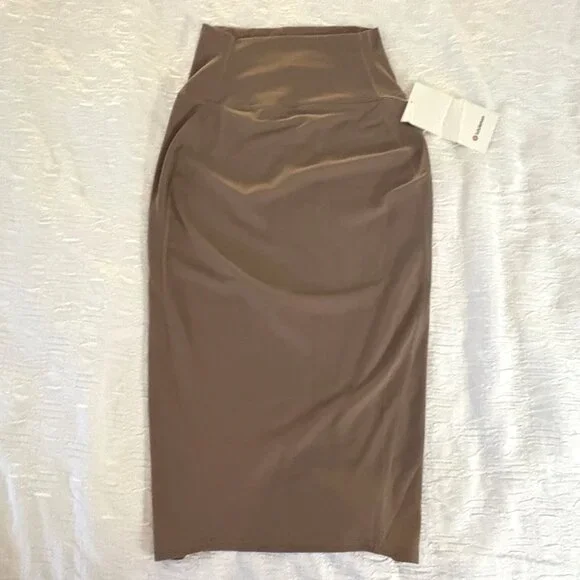 NWT New Lululemon Nulu™ Slim Fit High-Rise Midi Skirt Taupetastic Brown Pencil 4 - Picture 2 of 14